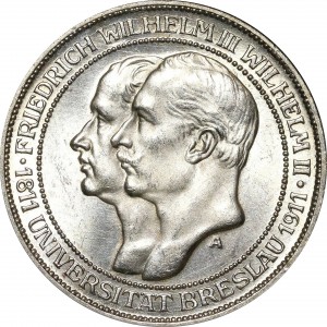 Аверс монеты Пруссия, 3 марки, 1911, Бреславский университет