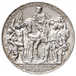 Аверс монеты Пруссия, 3 марки, 1913, 100 лет объявлению войны против Франции