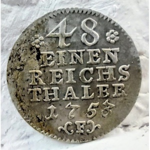 Реверс монеты Пруссия, 1/48 талера, 1753-1757