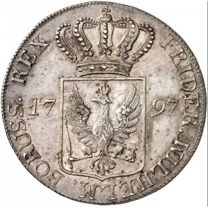 Аверс монеты Пруссия, 1 талер, 1797, Фридрих Вильгельм II, дикий человек на реверсе