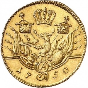 Реверс монеты Пруссия, ½ дьёра, 1750-1752