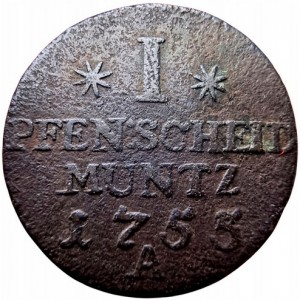 Реверс монеты Пруссия, 1 пфенниг, 1751-1755