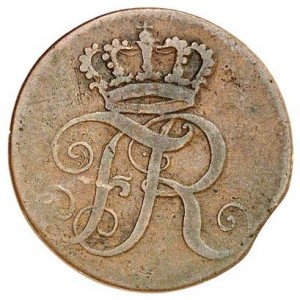 Аверс монеты Пруссия, 1 пфенниг, 1754