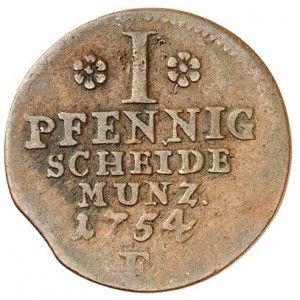 Реверс монеты Пруссия, 1 пфенниг, 1754
