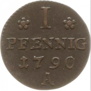 Реверс монеты Пруссия, 1 пфенниг, 1787-1797, Монограмма "FWR", дата на реверсе