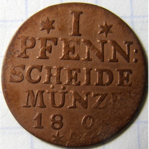 Реверс монеты Пруссия, 1 пфенниг, 1799-1806, Фридрих Вильгельм II
