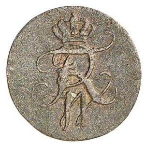 Аверс монеты Пруссия, 1 пфенниг, 1804-1806, Фридрих Вильгельм III, маленькая "W"