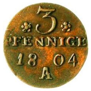 Реверс монеты Пруссия, 3 пфеннига, 1804-1806