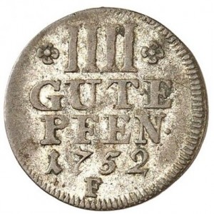 Реверс монеты Пруссия, 4 пфеннига, 1752-1753
