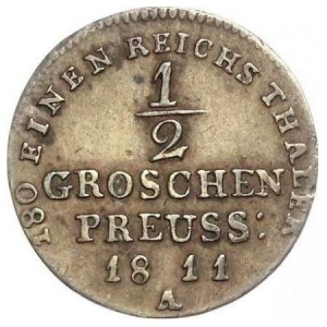 Реверс монеты Пруссия, ½ гроша, 1811