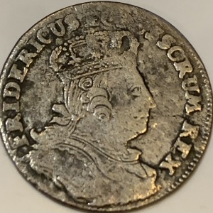 Аверс монеты Пруссия, 6 грошей, 1756-1757