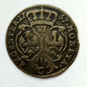 Реверс монеты Пруссия, 6 грошей, 1757