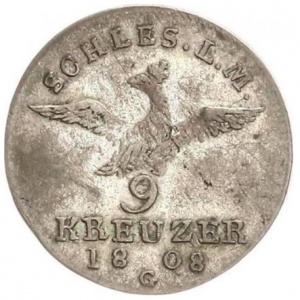 Реверс монеты Пруссия, 9 крейцеров, 1808