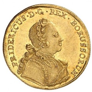 Аверс монеты Пруссия, 1 дьёр, 1746-1748, Коронованный орел на реверсе