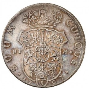Реверс монеты Пруссия, ⅔ талера, 1706-1713