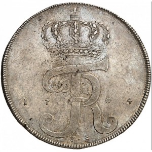Реверс монеты Пруссия, 1 талер, 1704, Коронованные буквы "FR" без орденской цепочки на реверсе