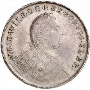 Аверс монеты Пруссия, 1 талер, 1719, Гербовый щит с короной на реверсе, легенда заканчивается словами «BR»