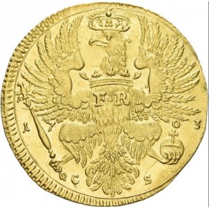 Реверс монеты Пруссия, 1 дукат, 1703-1704