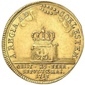 Реверс монеты Пруссия, 1 дукат, 1713, Смерть Фридриха I