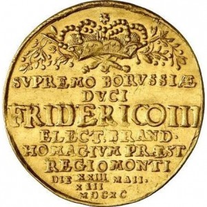Аверс монеты Пруссия, 2 дуката, 1690, Дань уважения Фридриху III
