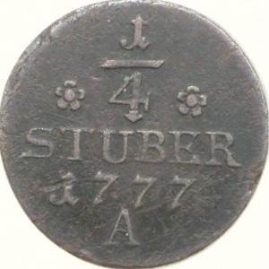 Реверс монеты Пруссия, ¼ штюбера, 1777-1784