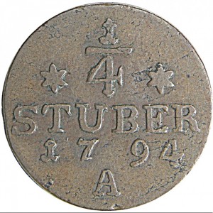 Реверс монеты Пруссия, ¼ штюбера, 1794