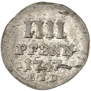 Реверс монеты Пруссия, 4 пфеннига, 1747-1748