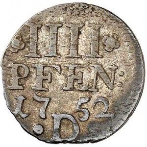 Реверс монеты Пруссия, 4 пфеннига, 1752-1753