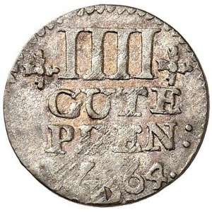 Реверс монеты Пруссия, 4 пфеннига, 1764-1768