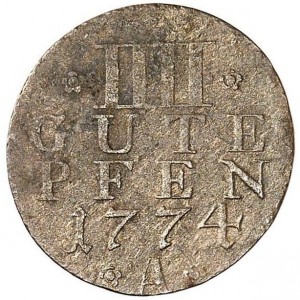 Реверс монеты Пруссия, 4 пфеннига, 1774