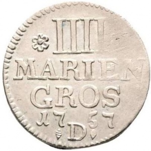 Реверс монеты Пруссия, 4 мариенгроша, 1756-1757