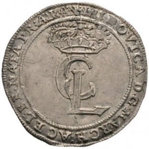 Аверс монеты Пруссия, ⅛ талера, 1667, Смерть жены Фридриха Вильгельма, Луизы Генриетты /монограмма на аверсе/