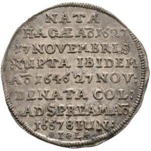 Реверс монеты Пруссия, ⅛ талера, 1667, Смерть жены Фридриха Вильгельма, Луизы Генриетты /монограмма на аверсе/