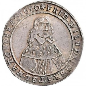 Аверс монеты Пруссия, ¼ талера, 1655, День рождения Фридриха Вильгельма и день рождение Принца Карла Эмиля