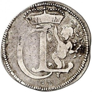 Аверс монеты Пруссия, ¼ талера, 1667, Смерть жены Фридриха Вильгельма, Луизы Генриетты /монограмма на аверсе/