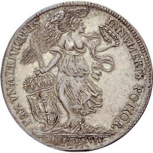 Реверс монеты Пруссия, 1 талер, 1675, Победа в битве при Фербеллине /ангел без шлема на реверсе/