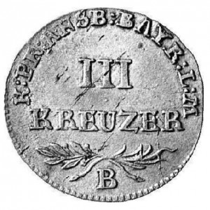 Реверс монеты Пруссия, 3 крейцера, 1798-1802