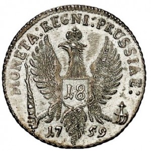 Реверс монеты Пруссия, 18 грошей, 1759-1761