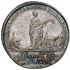 Реверс монеты Брауншвейг-Люнебург, 1 талер, 1763, Шахта Лаутенталь