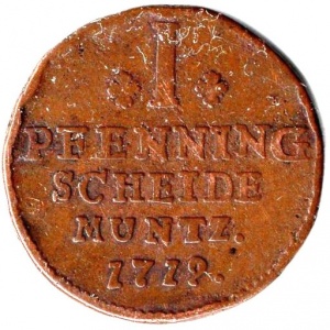 Реверс монеты Брауншвейг-Люнебург, 1 пфенниг, 1717-1726