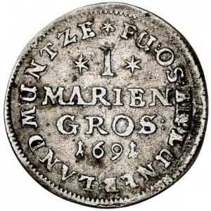 Реверс монеты Брауншвейг-Люнебург, 1 мариенгрош, 1691-1697