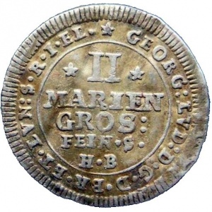 Реверс монеты Брауншвейг-Люнебург, 2 мариенгроша, 1706-1708