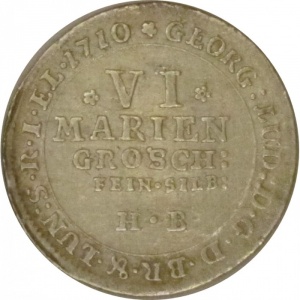 Реверс монеты Брауншвейг-Люнебург, 6 мариенгрошей, 1710-1711
