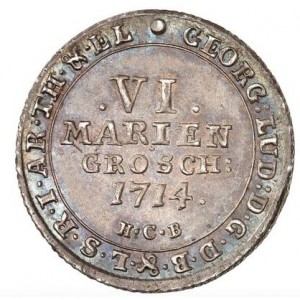 Аверс монеты Брауншвейг-Люнебург, 6 мариенгрошей, 1714-1715