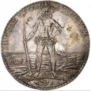 Реверс монеты Брауншвейг-Люнебург, 4 талера, 1663, Дикий человек на реверсе