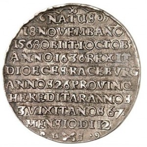 Реверс монеты Брауншвейг-Люнебург, ¼ талера, 1636, Смерть Августа