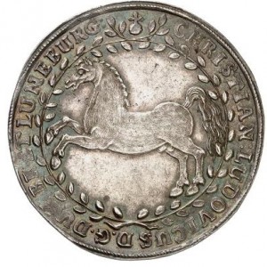 Аверс монеты Брауншвейг-Люнебург, 1 талер, 1658, Смерть Клары, тети Кристиана Луи.