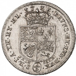 Реверс монеты Брауншвейг-Люнебург, ⅔ талера, 1730-1736