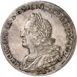 Аверс монеты Брауншвейг-Люнебург, 1 талер, 1730-1751, Голова на аверсе, герб на реверсе