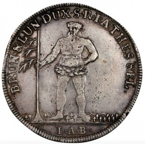 Реверс монеты Брауншвейг-Люнебург, 1 талер, 1730-1744, Дикий человек на реверсе